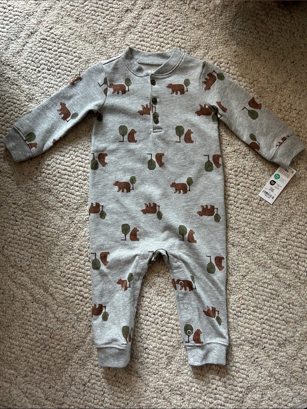 Carter's Grey Bear & Tree Print One-Piece